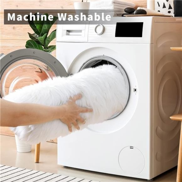 White Faux Fur Rug,Luxury Fluffy Rugs for Bedroom,2 x 3 Feet Washable Area Rugs - Picture 4 of 7